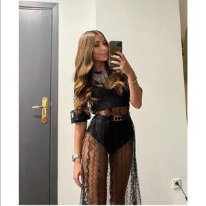 ZARA NWT Embroidered Semi Sheer Dress